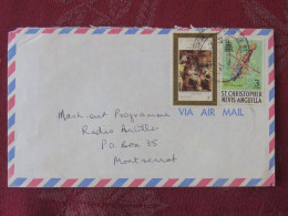 St. Christopher Nevis Anguilla 1978 Cover To Montserrat - Spade - Christmas Painting - Antilles