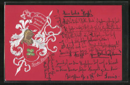 Präge-AK Fortuna Sei Stets Dein Panier, Wappen Und Glücksbanner - Genealogia