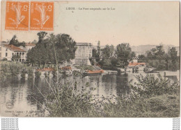 H32-47) LIBOS - LOT ET GARONNE - LE PONT SUSPENDU SUR LE LOT - COLORISEE -  ( 2 SCANS ) - Libos