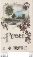 H32- 38) VIRIVILLE - UNE PENSEE - (CARTE FANTAISIE PAYSAGE AVEC FLEURS - 2 SCANS) - Viriville