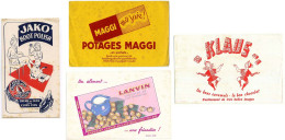 Lot De 4 Buvards (24) JAKO - KLAUS - LANVIN - MAGGI Avec Défauts :taches,  Pliures,déchirures Etc. Etc - Verzamelingen & Reeksen