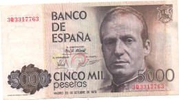 ESPAGNE - Billet De 5000 Pesetas Du 23 10 1979 ( Brun ) (3K3317763) TTB/Sup - Cat World N° 160 - [ 4] 1975-… : Juan Carlos I