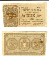 Vittorio Emanuele III, Buono Di Cassa Da 2 Lire 21/09/1914 (non Comune) - Italia – 2 Lire