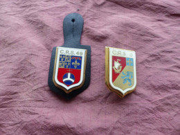 Lot De 2 Insignes Police, C.R.S 5 Et C.R.S 49, DELSART, Lens - Police