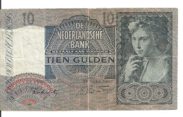 PAYS-BAS 10 GULDEN 1942 VG+ P 56 B - 10 Gulden