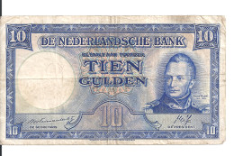 PAYS-BAS 10 GULDEN 1945 VF P 75 A - 1 Gulden