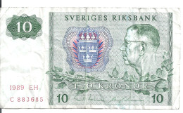 SUEDE 10 KRONOR 1989 VF P 52 E - Sweden