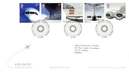 FDC Royal Mail - 50 Ans De La Première Ligne Aérienne Britannique - Série 2328 à 2332 - 2001-2010 Decimal Issues