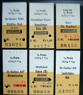 Lot 6 Ancien  TICKET De  TRAIN RAILWAYS CH  Suisse CFF  Billet De Transport 1988 à 1992 Stadt St Gallen .... - Europe