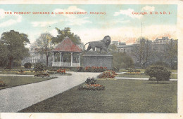 England Reading Forbury Gardens And Lion Monument Vintage Postcard - Reading
