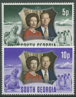 Südgeorgien 1972 Silberhochzeit Des Königspaares 43/44 Postfrisch - Géorgie Du Sud