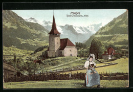 AK Frutigen, Kirche Vor Doldenhorn Und Altels - Frutigen