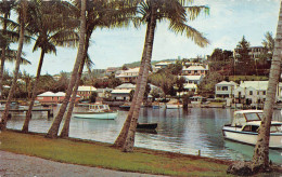 Bermuda 1966 Hamilton Flatt's Inlet Village Government Aquarium Boats Postcard - Hamilton