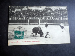 CPA CORRIDA DE TOROS COJIDA DEL MATADOR CORNADA ENEVITABLE - Stiere