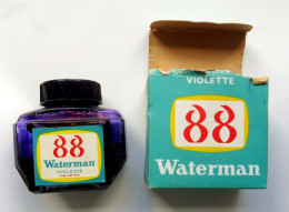 Encrier, Flacon D'encre Violette WATERMAN 88 Avec Sa Boite -   Flacon Vide - Calamai