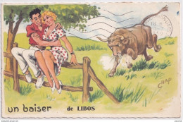 W18-47) LIBOS - UN  BAISER - ILLUSTRATEUR CHAP - CHAPERON - HUMOUR - COUPLE - TAUREAU - EN  1959 - ( 2 SCANS ) - Libos