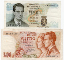Belgique België : 20 Francs 1964 + 50 Frank 1966 - Altri & Non Classificati