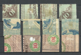 LATVIA Lettland 1920 Michel 51 - 54 Y + X + Z * All 3 Types As Complete Sets! Stamps Printed On Unfinished Bank Notes - Latvia