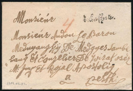 1784 Bélyeg Előtti Levél "v.Cashau" - Pesth, 4kr Portóval és Hátoldali Halvány érkezési Dátum-bélyegzéssel / Unpaid Cove - Altri & Non Classificati
