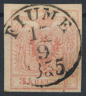 O 1850 3kr Paradicsom Piros MP I B / 3kr Tomato Red MP I B "FIUME / 1855" Gravurtype 2-1 Certificate: Strakosch - Altri & Non Classificati