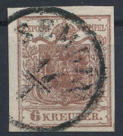 O 1850 6kr Vörösesbarna HP I B / 6kr Reddish Brown HP I B "SEMLIN" Certificate: Strakosch - Altri & Non Classificati