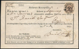 1853 6kr Tértivevényen és 6kr Darab A Hátoldalán / Retour Recepisse With 6kr + 6kr Piece On The Backside "LEPSÉNY" - Baj - Altri & Non Classificati