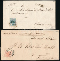 1857 3kr MP IIIb Típus Enyhén üreges Nyomat Távolsági Levélen "VERSCHETZ" - "(T)EM(ESVÁR)" + 1856 9kr MP III A Típus Lev - Autres & Non Classés