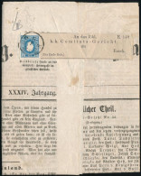 1858 Kék Hírlapbélyeg Szép Szélekkel Teljes újságon / Blue Newspaper Stamp On Complete Agramer Zeitung "ESSEGG" (Ferchen - Autres & Non Classés