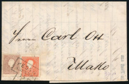 1860 5kr + 10kr Levélen Kalapácsos "PESTH / ABENDS" Bélyegzéssel Makóra (Ryan 200 P) - Autres & Non Classés
