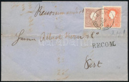 1860 5kr + 2 X 10kr (a Hátoldali Bontásnál Kettétépve) Ajánlott Levélen. Az Előoldali 10kr Bélyegen Nagy Festékfolt! / R - Autres & Non Classés