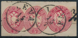 1863 3 X 5kr Díjjegyes Kivágása Felhasználva Valóban Futott Levélen (kivágáson). Csak Az Egyes Felhasználást Ferchenbaue - Autres & Non Classés