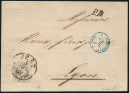 1868 25kr Franciaországba Küldött Levélen / 25kr On Cover To France "PEST / DÉL UTÁN" - "LYON" Signed: Ferchenbauer - Autres & Non Classés