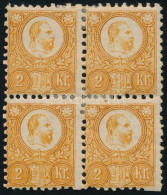 * 1871 Réznyomat 2kr Négyestömb Enyhén Képbe Fogazva, Jobb Alsó Tömb Fog / Mi 8 Block Of 4, Shifted Perforation, Perfora - Autres & Non Classés