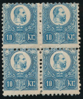 * 1871 Réznyomat 10kr Négyestömb, Képbe Fogazva / Mi 10 Block Of 4, Shifted Perforation Signed: Ferchenbauer - Autres & Non Classés