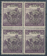 ** Kolozsvár 1919 Fehérszámú Arató 15f 4-es Tömb / Mi 31 I. Block Of 4 Signed: Bodor - Altri & Non Classificati