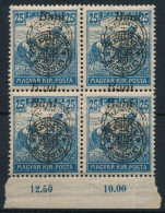** Nagyvárad 1919 Arató 25f ívszéli 4-es Tömbben Kettős Felülnyomással / Mi 34 In Margin Block Of 4 With Double Overprin - Otros & Sin Clasificación