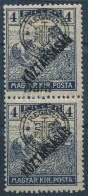 ** Nagyvárad 1919 Arató/Köztársaság 4f Függőleges Pár Eltolódott Felülnyomással, Az Alsó Bélyeg Bani Felülnyomás Nélkül  - Otros & Sin Clasificación