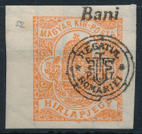 ** Nagyvárad 1919 Ívszéli Hírlapbélyeg Korona Vízjellel / Mi 19 With Margin Sign: Bodor - Otros & Sin Clasificación