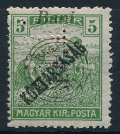 ** Nagyvárad 1919 Arató 5f N.T. Céglyukasztással (Nemes Testvérek, Egy ív Létezett) / Mi 28 II. With N.T. Perfin Signed: - Otros & Sin Clasificación