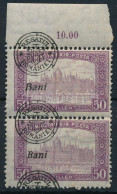 ** Nagyvárad 1919 Parlament 50f ívszéli Pár Eltolódott Felülnyomással / Mi 37 In Margin Pair With Shifted Overprint Sign - Otros & Sin Clasificación