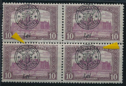 ** Nagyvárad 1919 Parlament 10K Négyestömb Lemezhibákkal / Mi 44 II. Block Of 4 With Plate Varities Signed: Bodor - Otros & Sin Clasificación