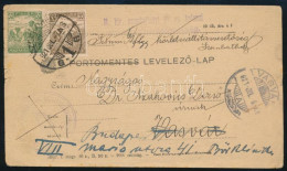 1921 Portómentes Levelezőlap 20f + 50f Bélyegekkel Bérmentesítve, Továbbküldve / Redirected Unpaid Cover With Stamp Fran - Autres & Non Classés
