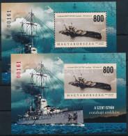 ** 2018 Szent István Csatahajó Blokkpár Azonos Sorszámmal (22.000) / Perforated And Imperforate Block With Same Number - Otros & Sin Clasificación