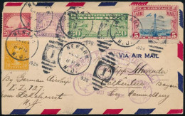 1928 Zeppelin Első Repülés Levél 5 Db Bélyeggel, és Sokféle Bélyegzéssel / Zeppelin 1st Flight Cover, United States - Ge - Altri & Non Classificati