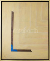 Lengyel András (1952-): Derékszög, 1989. Vegyes Technika, Applikáció, Vászon. Jelzett A Hátoldalán. Fakeretben. 100x80 C - Autres & Non Classés