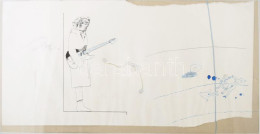 Wahorn András (1953-): Koncert Után Hazafelé, 1982. Vegyes Technika, Papír. Jelezve Balra Középen Fent. 33x66 Cm. Üvegez - Autres & Non Classés