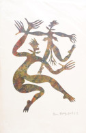 Ren Rong (1960-), Kínai Művész: Táncolók (cím Nélkül), 2001. Kollázs, Papír. Jelzett. 44x30 Cm / Ren Rong (1960-), Chine - Autres & Non Classés
