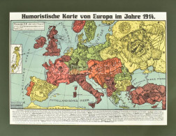 [Európa Karikatúra-térképe 1914-ben.] Humoristische Karte Von Europa Im Jahre 1914. Színes Nyomat Lemann - Dumont, Dresd - Other & Unclassified