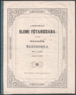 1850/1851 A Pesti Királyi Elemi Főtanodába Járó Ifjúságnak érdemsora A Második Félévben, Benne Steindl Imre Nevével 10p - Non Classés