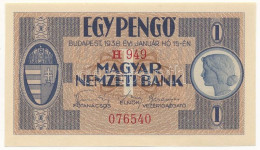 Delcampe - 1938. 1P "H 949 076540" T:AU / Hungary 1938. 1 Pengő "H 949 076540" C:AU Adamo P1 - Ohne Zuordnung